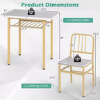 Costway 3-Piece Rectangular Dining Table&Chairs Set Wooden Breakfast Nook w/Storage Rack