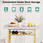 Costway 3-Piece Rectangular Dining Table&Chairs Set Wooden Breakfast Nook w/Storage Rack