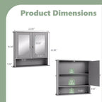 Bathroom Wall Cabinet With 2 Mirror Doors And 1 Shelf