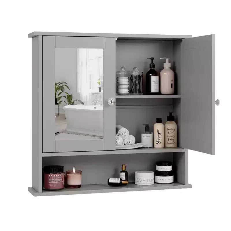 Bathroom Wall Cabinet With 2 Mirror Doors And 1 Shelf