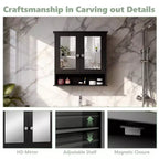 Bathroom Wall Cabinet With 2 Mirror Doors And 1 Shelf