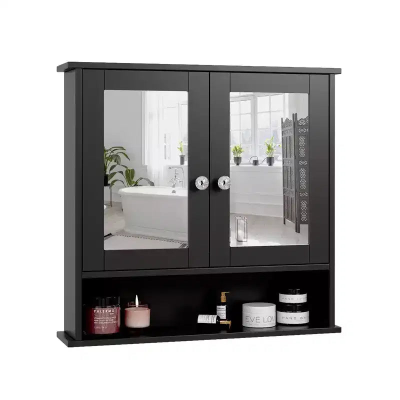 Bathroom Wall Cabinet With 2 Mirror Doors And 1 Shelf