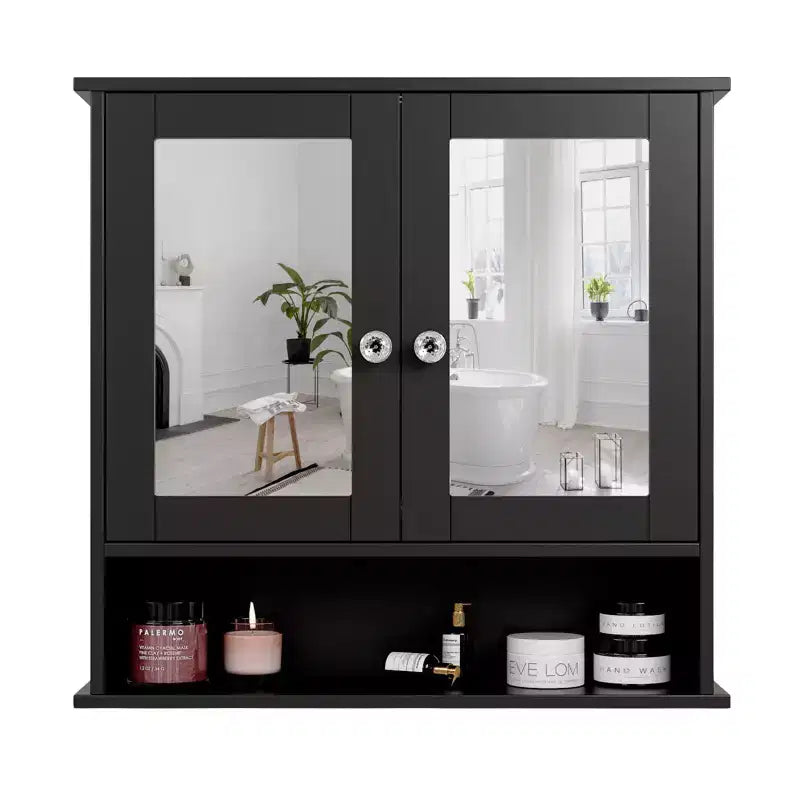 Bathroom Wall Cabinet With 2 Mirror Doors And 1 Shelf