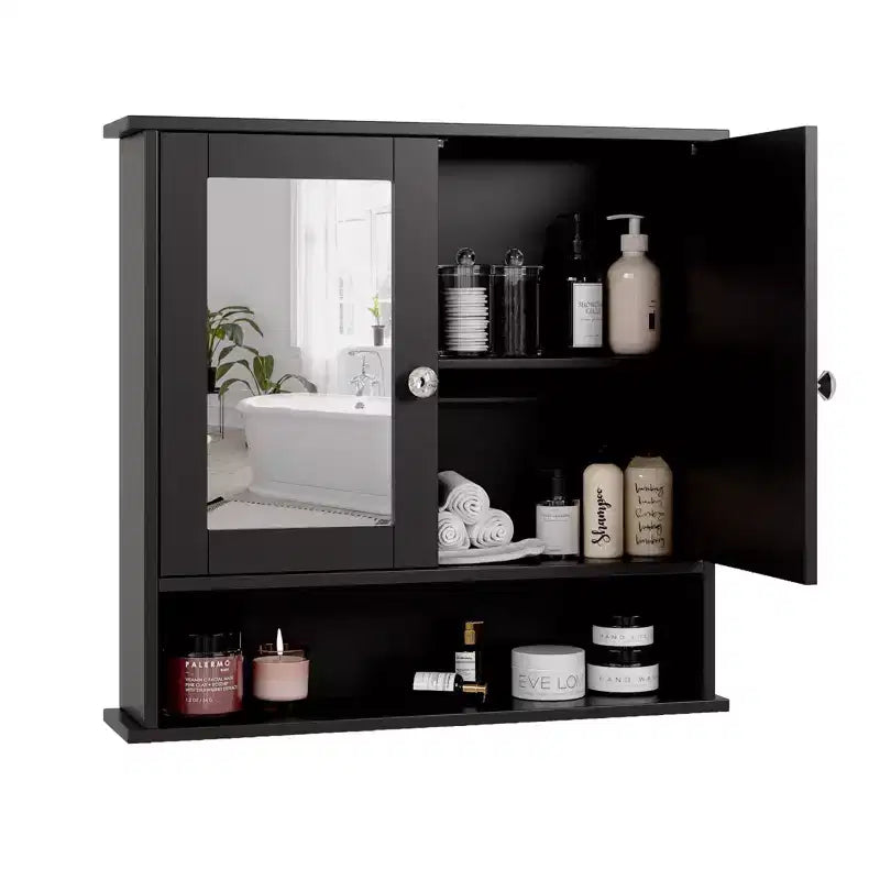 Bathroom Wall Cabinet With 2 Mirror Doors And 1 Shelf