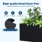 Acekool Square Metal Planter Box with Drainage Base and Tool Free Snap Assembly for Patio Balcony Garden
