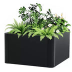 Acekool Square Metal Planter Box with Drainage Base and Tool Free Snap Assembly for Patio Balcony Garden