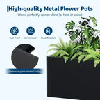 Acekool Square Metal Planter Box with Drainage Base and Tool Free Snap Assembly for Patio Balcony Garden