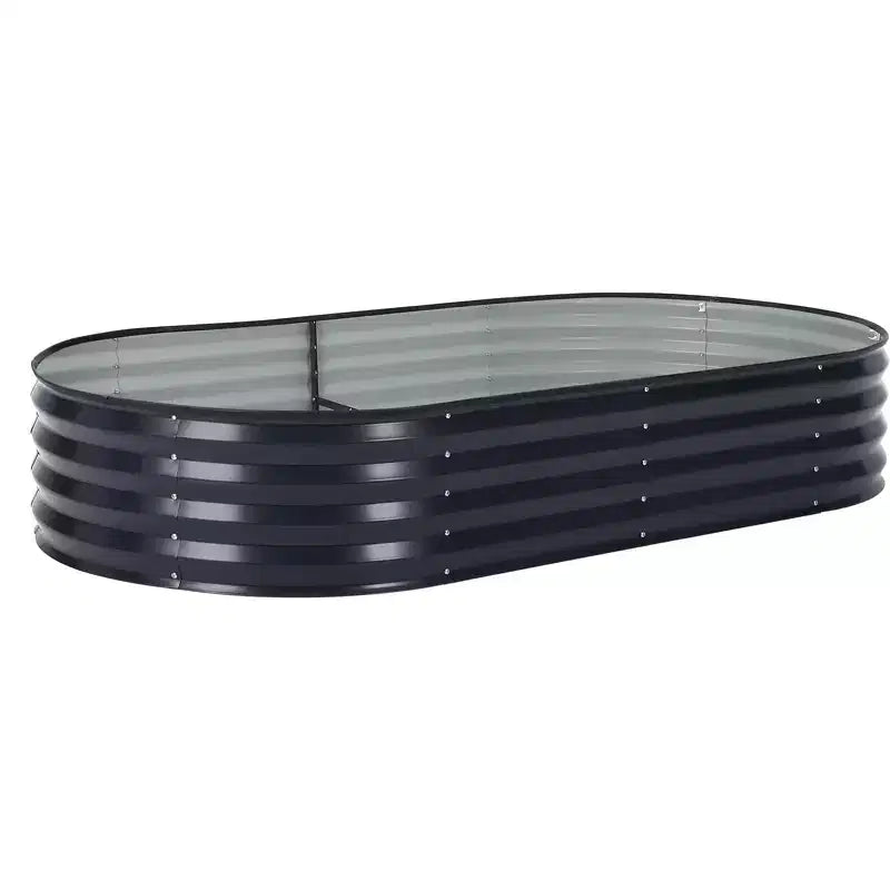 Acekool Oval Raised Garden Bed with Zippered PVC Cover & Open Base, Galvanized Steel Planter for Patio Garden