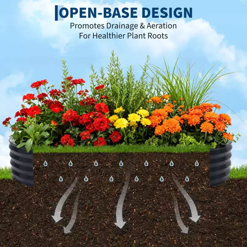 Acekool Oval Raised Garden Bed with Zippered PVC Cover & Open Base, Galvanized Steel Planter for Patio Garden