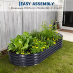Acekool Oval Raised Garden Bed with Zippered PVC Cover & Open Base, Galvanized Steel Planter for Patio Garden
