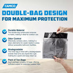Camco Leak Proof Double Lined Camping Toilet Waste Bags, Travel Bucket Potty Bags for Camping, Hunting, & Outdoor Activities 10 Pack
