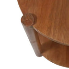 Elegant Round End and Side Table for Small Spaces - Mango Wood Base with Lower Shelf for Bedroom and Living Room Decor - 22, Tan & Brown