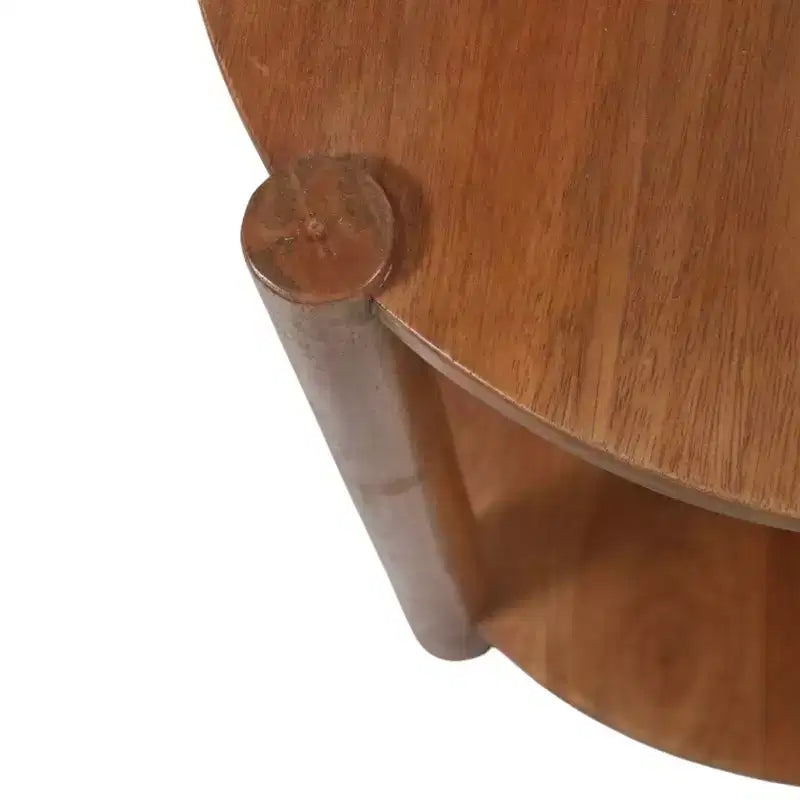 Elegant Round End and Side Table for Small Spaces - Mango Wood Base with Lower Shelf for Bedroom and Living Room Decor - 22, Tan & Brown