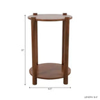 Elegant Round End and Side Table for Small Spaces - Mango Wood Base with Lower Shelf for Bedroom and Living Room Decor - 22, Tan & Brown
