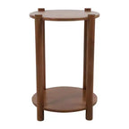 Elegant Round End and Side Table for Small Spaces - Mango Wood Base with Lower Shelf for Bedroom and Living Room Decor - 22, Tan & Brown