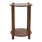 Elegant Round End and Side Table for Small Spaces - Mango Wood Base with Lower Shelf for Bedroom and Living Room Decor - 22, Tan & Brown