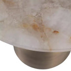 Decorative Round End and Side Table for Small Spaces - Agate Top with Metal Base for Living Room and Bedroom Decor - 20, Gold & White