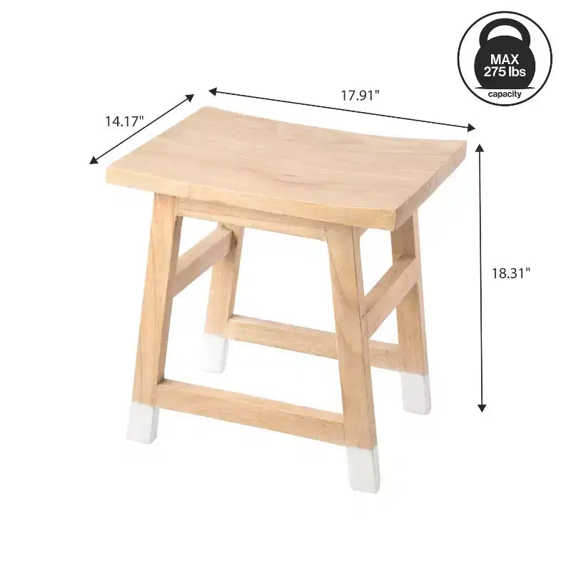 JONATHAN Y Finesse 18.3 Classic Casual Handcrafted Solid Mindi Wood Accent Stool with Tipped Legs