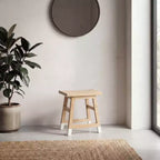 JONATHAN Y Finesse 18.3 Classic Casual Handcrafted Solid Mindi Wood Accent Stool with Tipped Legs