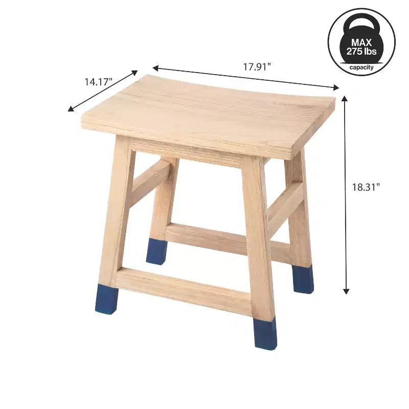JONATHAN Y Finesse 18.3 Classic Casual Handcrafted Solid Mindi Wood Accent Stool with Tipped Legs