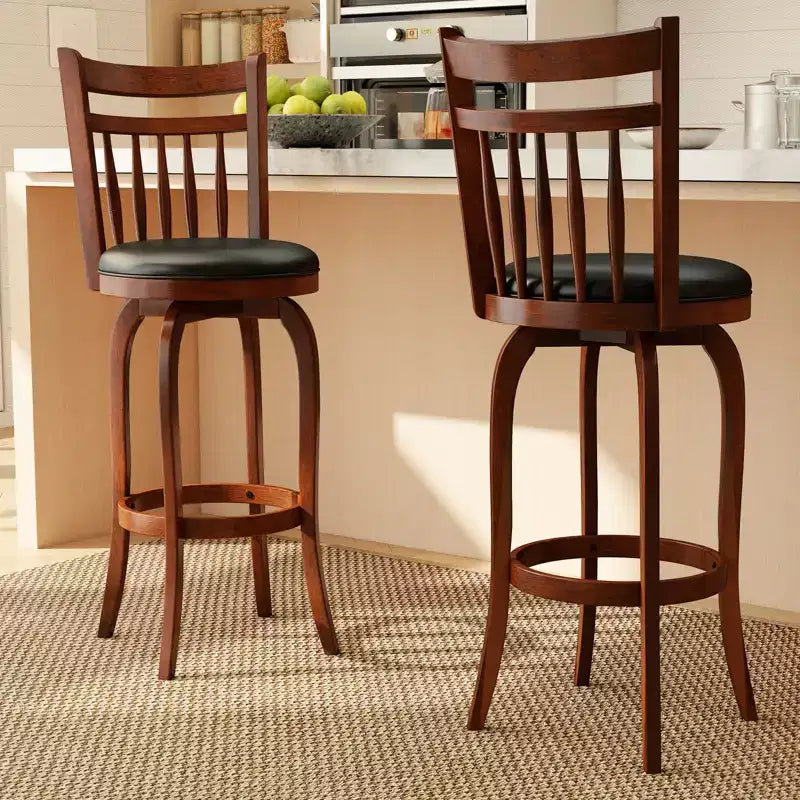 Costway 24/30 Swivel Bar Stools Set of 2/4 with Backs, Solid Wood Legs & Footrest for Home Bar Expresso and Black