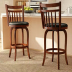 Costway 24/30 Swivel Bar Stools Set of 2/4 with Backs, Solid Wood Legs & Footrest for Home Bar Expresso and Black