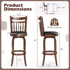 Costway 24/30 Swivel Bar Stools Set of 2/4 with Backs, Solid Wood Legs & Footrest for Home Bar Expresso and Black