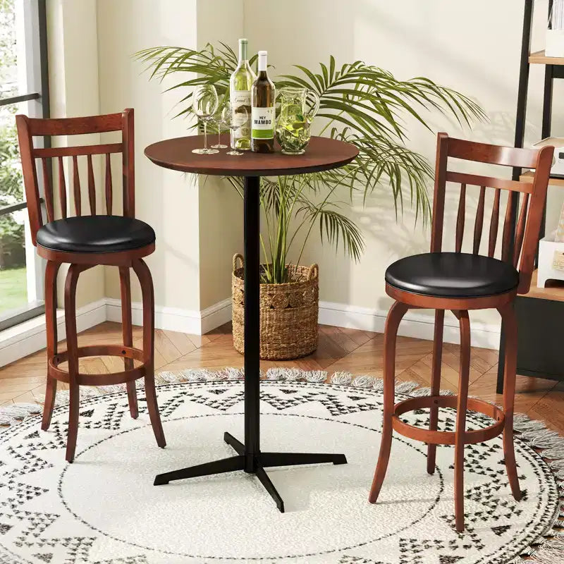 Costway 24/30 Swivel Bar Stools Set of 2/4 with Backs, Solid Wood Legs & Footrest for Home Bar Expresso and Black