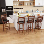 Costway 24/30 Swivel Bar Stools Set of 2/4 with Backs, Solid Wood Legs & Footrest for Home Bar Expresso and Black