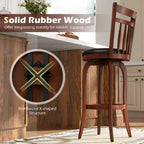 Costway 24/30 Swivel Bar Stools Set of 2/4 with Backs, Solid Wood Legs & Footrest for Home Bar Expresso and Black