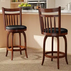 Costway 24/30 Swivel Bar Stools Set of 2/4 with Backs, Solid Wood Legs & Footrest for Home Bar Expresso and Black