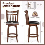 Costway 24/30 Swivel Bar Stools Set of 2/4 with Backs, Solid Wood Legs & Footrest for Home Bar Expresso and Black