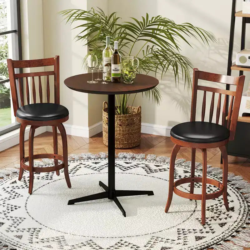 Costway 24/30 Swivel Bar Stools Set of 2/4 with Backs, Solid Wood Legs & Footrest for Home Bar Expresso and Black