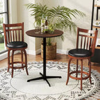 Costway 24/30 Swivel Bar Stools Set of 2/4 with Backs, Solid Wood Legs & Footrest for Home Bar Expresso and Black
