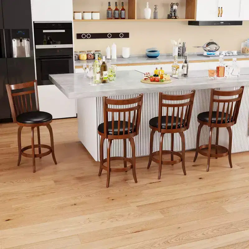 Costway 24/30 Swivel Bar Stools Set of 2/4 with Backs, Solid Wood Legs & Footrest for Home Bar Expresso and Black