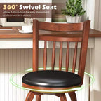 Costway 24/30 Swivel Bar Stools Set of 2/4 with Backs, Solid Wood Legs & Footrest for Home Bar Expresso and Black