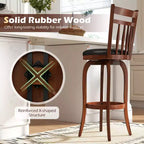 Costway 24/30 Swivel Bar Stools Set of 2/4 with Backs, Solid Wood Legs & Footrest for Home Bar Expresso and Black