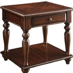 HomeRoots 24 Walnut Manufactured Wood Rectangular End Table With Drawer And Shelf