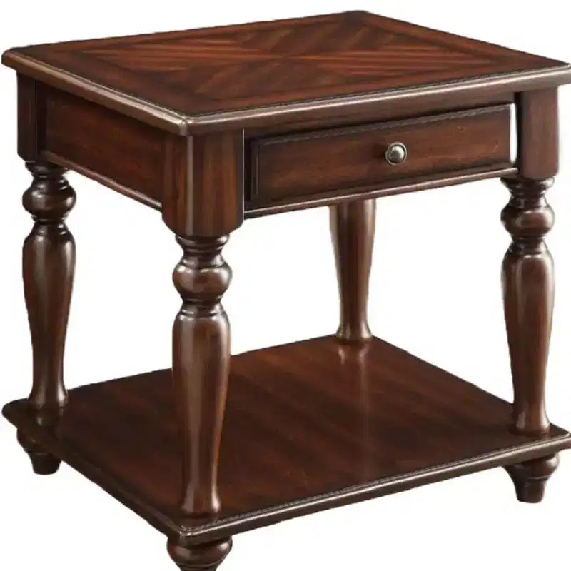 HomeRoots 24 Walnut Manufactured Wood Rectangular End Table With Drawer And Shelf