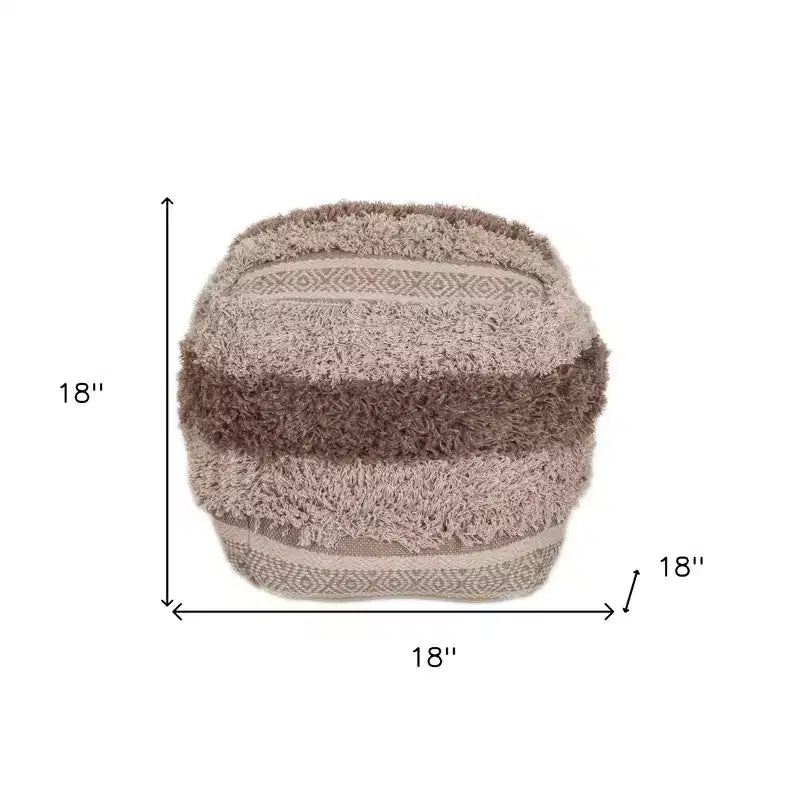 HomeRoots 18 Beige Striped Pouf Ottoman