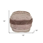 HomeRoots 18 Beige Striped Pouf Ottoman