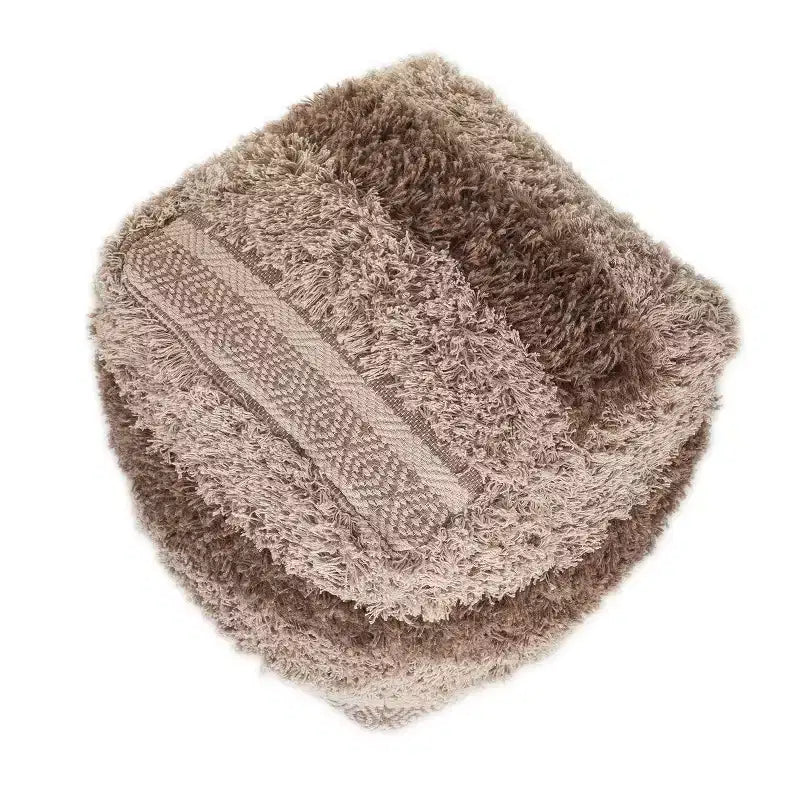 HomeRoots 18 Beige Striped Pouf Ottoman