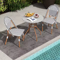 Costway 3 Piece French Bistro Table Chair Set Outdoor Wicker Round Table & 2 Dining Chairs