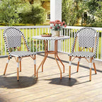 Costway 3 Piece French Bistro Table Chair Set Outdoor Wicker Round Table & 2 Dining Chairs