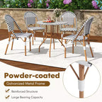 Costway 3 Piece French Bistro Table Chair Set Outdoor Wicker Round Table & 2 Dining Chairs
