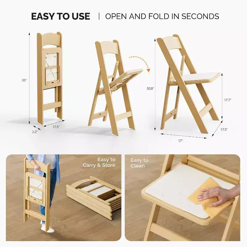 VINGLI Resin Folding Chairs with Cushion, Foldable Plastic Chair with Comfortable Padded Seats, Perfect for Event Party Indoor Outdoor