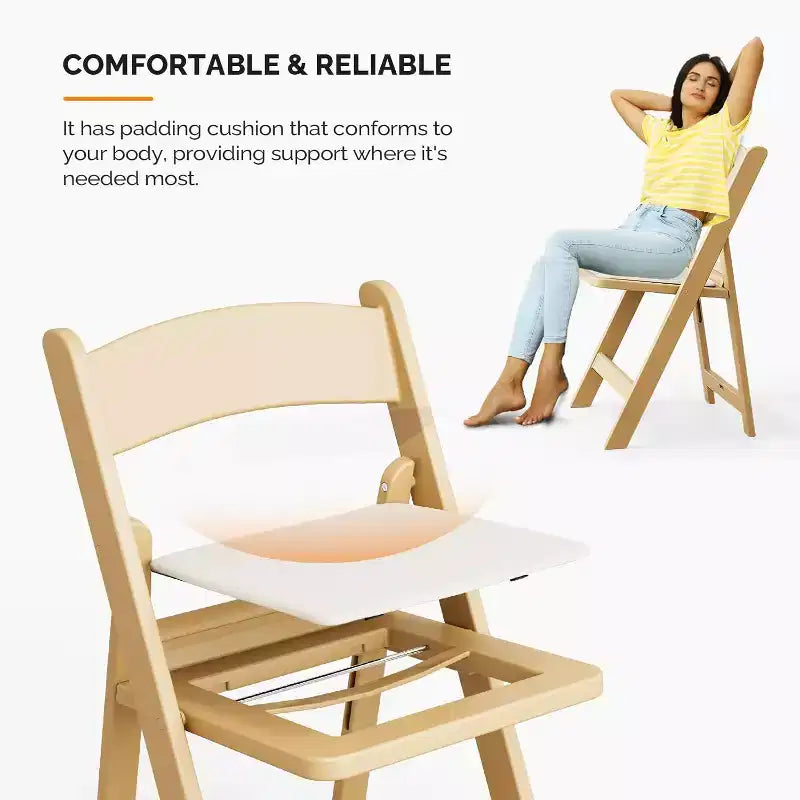 VINGLI Resin Folding Chairs with Cushion, Foldable Plastic Chair with Comfortable Padded Seats, Perfect for Event Party Indoor Outdoor