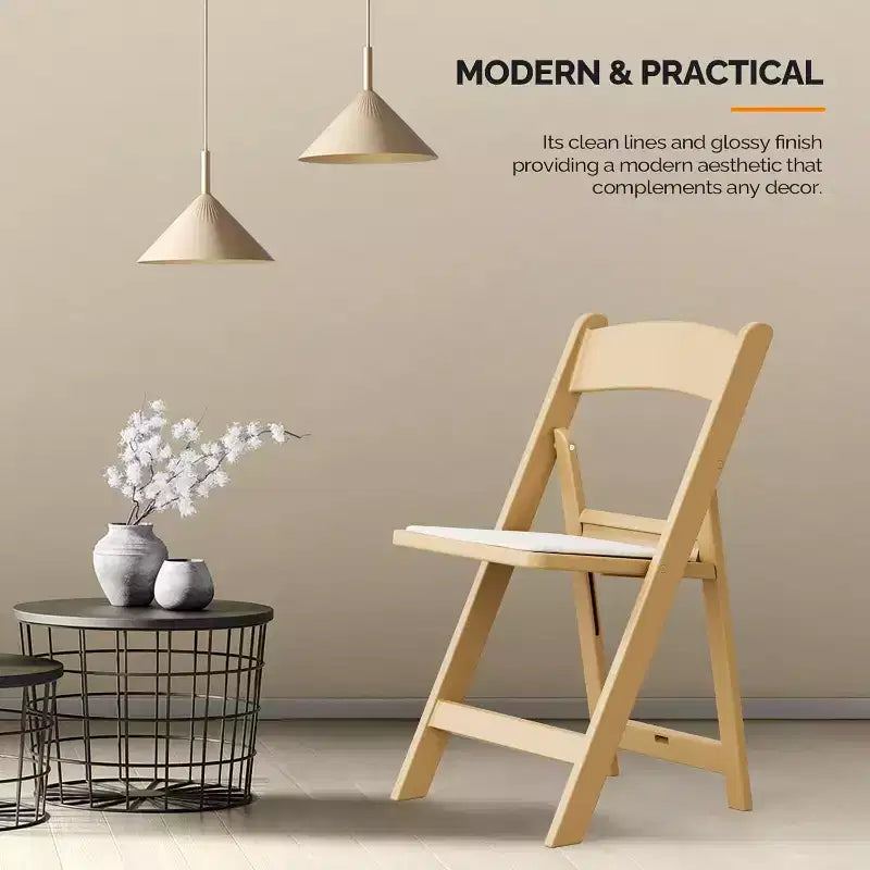 VINGLI Resin Folding Chairs with Cushion, Foldable Plastic Chair with Comfortable Padded Seats, Perfect for Event Party Indoor Outdoor