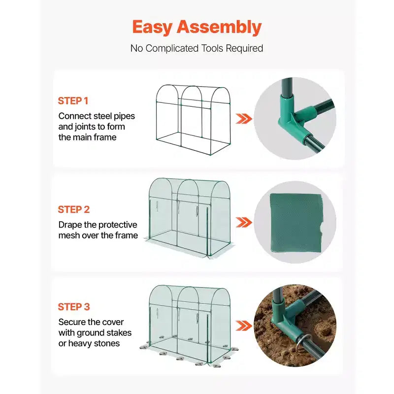 VEVOR Crop Cage, 5.9 x 2.98 x 4.9 ft Plant Protection Tent with Zippered Door, Wind-Resistant Tall Crop Cage, with Frame, Plant Netting,Green