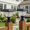 C Cattleya 2-Pack 8.5inch Matte Black Solar Post Cap Light with Remote Control,3CCT & RGB, Timer Function